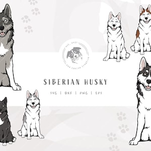 Siberian Husky SVG, Sitting Dog Clipart, Husky Layered SVG, Printable Dog Art, Vector Dog Illustration, Cricut Cut File, Cartoon Dog Design