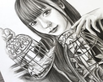 Cadeau d'art personnalisé dessiné à la main au fusain, de la photo au dessin