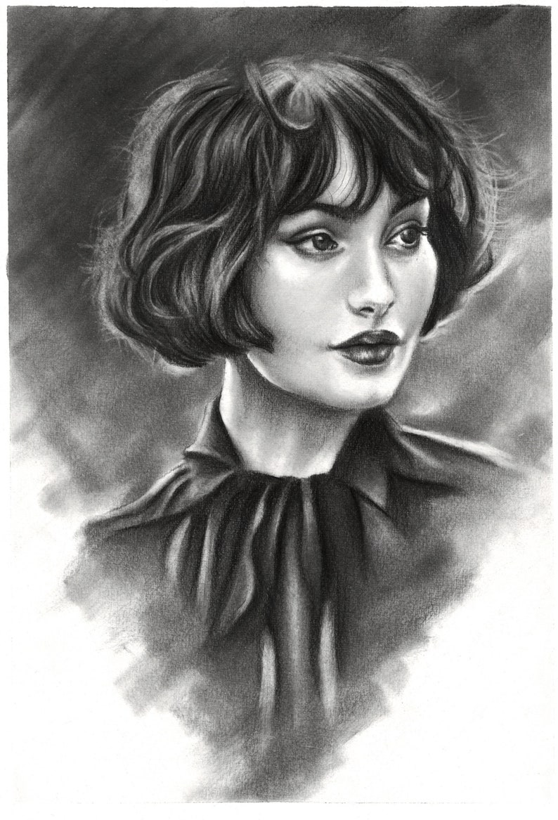 Charcoal Portrait Drawing sketch from Photo Fine art custom Portrait Personalized portrait from picture custom charcoal drawing image 4