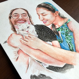 Retrato personalizado de mascota y dueño pintado a partir de un marco de fotos, regalo para ella