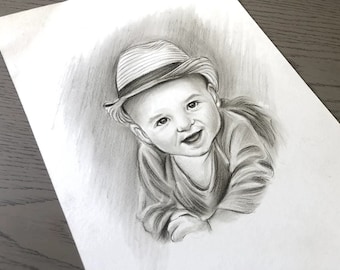 Custom Charcoal Portrait: Hand-Drawn Pencil Drawing from Photo