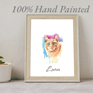 Mini ritratto personalizzato di animali domestici, ritratto minimalista ad acquerello di animali domestici, regalo commemorativo per animali domestici, dipinti personalizzati in miniatura, ritratto in miniatura con nome
