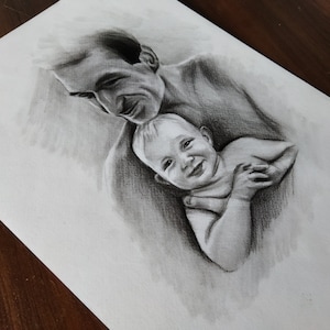 Custom Charcoal Portrait From Photo Hand Drawn Pencil Portrait , Gift for loved Ones, pencil portrait image 4