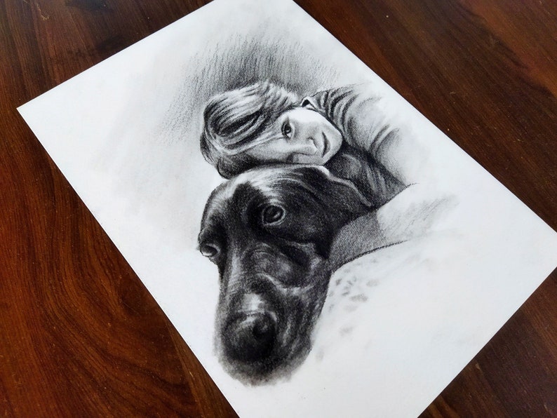 Custom Charcoal Portrait From Photo Hand Drawn Pencil Portrait , Gift for loved Ones, pencil portrait image 3