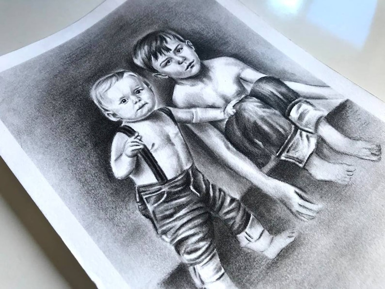 custom pencil drawing, gift for parents, gift for family,charcoal drawing, custom portrait from photo, customize portrait, gift for loved ones