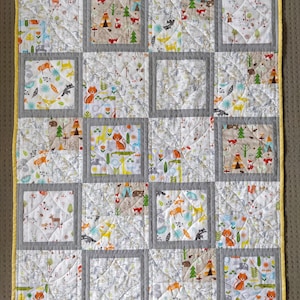 Patron PDF | Motif encadré de courtepointe pour bébé à quatre patchs | Modèle de courtepointe adapté aux débutants | Cadeau unique pour baby shower