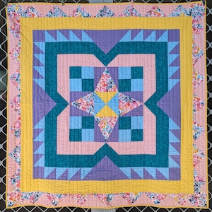 PDF Pattern | Colourful Mosaic Quilt Pattern | Baby Quilt Pattern | Bed Quilt Pattern