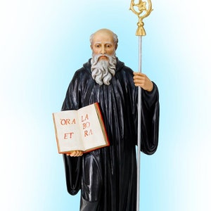 Statue of St. Benedict of Nursia resin statue 100 cm. 39.37&#39;&#39; statue of St. Benedict of Nursia resin statue. MADE IN ITALY.