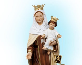Statua In Resina Della Madonna Del Carmelo - Altezza 30 Cm, Per Interni Ed Esterni