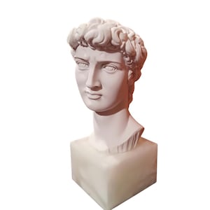 Head of David by Michelangelo statue in white marble dust | Made in Italy | Head of David By Buonarroti statue | Made in Tuscany |