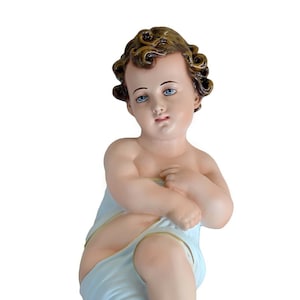 Statue of Baby Jesus in swaddling clothes made of resin, 30 cm high (11.81&#39;&#39;), suitable for indoors and outdoors, MADE IN ITALY