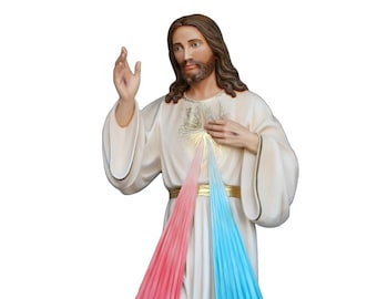 Statue de Jésus Divine Miséricorde en fibre de verre cm. 180 (70,86'') avec yeux en verre - FABRIQUÉ EN ITALIE -