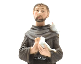 アッシジの聖フランチェスコ像 32 cm (12.59 インチ) 大理石樹脂製