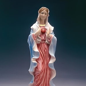 Sacred Heart of Mary statue in hand-painted marble dust | Made in Tuscany | Sacred Heart of Mary sculpture| Made in Italy |