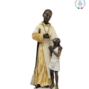 Estátua de São Martinho de Porres em pó de mármore | Estatueta de São Martinho de Porres em pó de mármore | Feito na Toscana