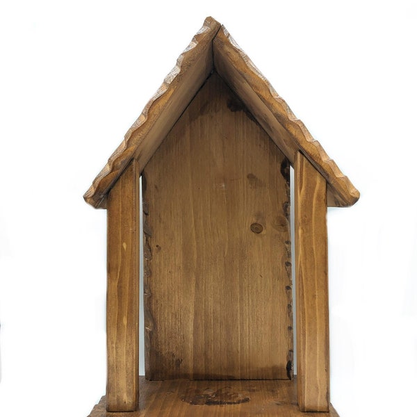 Niche en bois pour statues de la Madone, des Saints, de Jésus. Reliquaire, grotte, oratoire, sanctuaire, urne, autel. Niche de statue en bois, autel domestique, sanctuaire