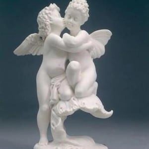 Statua Angeli &quot;Il primo bacio&quot; cm 33 (12.99&#39;&#39;) in polvere di marmo | Italy | Angels The First Kiss sculpture | Religious statues |