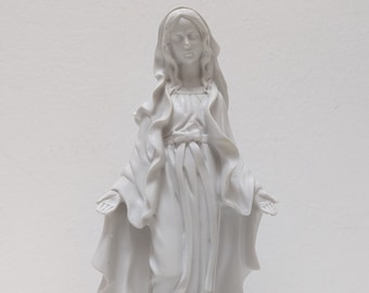 奇跡の聖母像 28 cm (11.02'') 白色大理石粉末製、無原罪懐胎の聖母像 - トスカーナ製