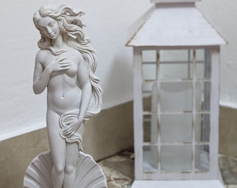 Birth of Venus Statue h 29 cm (11.41'') in white marble powder - The Birth of Venus Sculpture By Botticel Aphrodite Goddess Statue