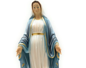 Estatua de la Virgen de la Inmaculada Concepción con halo iluminado cm 30 de resina para interiores y exteriores