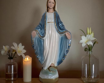 Estatua de yeso de nácar de Nuestra Señora de Gracia 30 cm | Inmaculada Concepción | Estatua de 11,81'' de Nuestra Señora de Gracia | Virgen María |