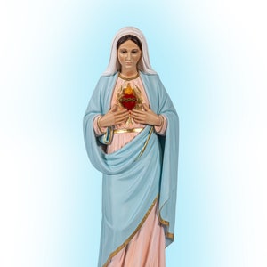 Sacred Heart of Mary resin statue hand painted cm 60. 23.62&#39;&#39; Immaculate Heart of Mary resin statue. MADE IN ITALY.