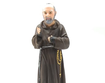 Statue von Padre Pio aus Pietrelcina, 30 cm hoch, aus Marmorstaub. Statue von Pater Pio von Pietrelcina aus Marmorstaub. St. Padre Pio-Statuen