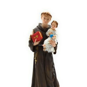 Statue of Saint Anthony of Padua, 20 cm, made of marble dust. 7.87&quot; St. Anthony of Padua statue. St. Anthony with Child. Made in Italy.