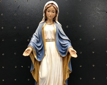 王冠を戴く聖母マリアの像 - 手描き木彫り - Etsy 日本