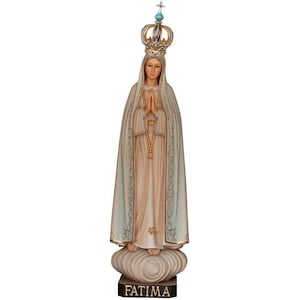 Estatua de madera de Nuestra Señora de Fátima Capelinha, Estatua de Nuestra Señora de Fátima con corona. Estatua de Madera de Nuestra Señora de Fátima Capelinha con corona