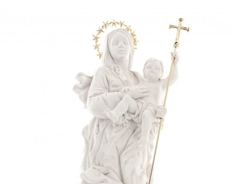高さ33cmの大理石粉末で作られた聖母マリア像。12.99インチ。白い