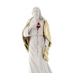 Sacred Heart of Jesus statue, 30 cm, white marble powder. 11.81&quot; Sacred Heart of Jesus statue, white marble powder. Bleeding heart