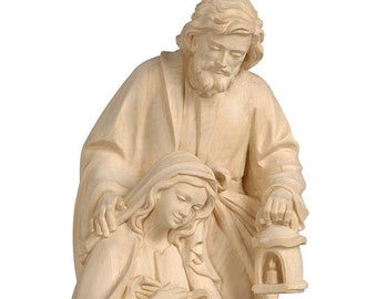 Nativity Nativity Scene Holy Family in hand painted natural wood in Val Gardena (SACRED NIGHT model)