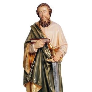 Wooden statue of St. Paul made in Val Gardena MADE IN ITALY various sizes available