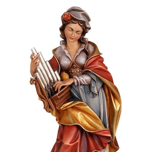 Statue of Saint Cecilia carved in wood and made in Val Gardena MADE IN ITALY various sizes available