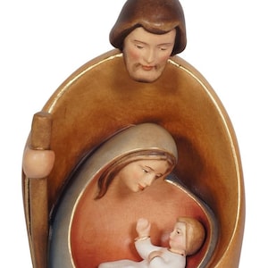 Belén Sagrada Familia en madera pintada a mano realizado en Val Gardena varias alturas disponibles MADE IN ITALY