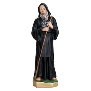 Resin statue of St. Francis of Paola 40 cm high. Suitable for indoors and outdoors. 15.75&#39;&#39; Resin statue of St. Francis of Paola.