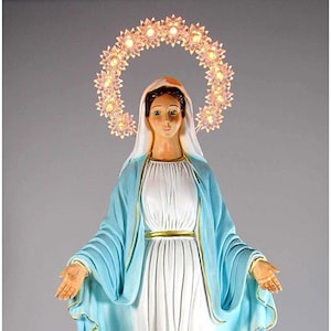 Immaculate Conception statue in resin cm. 40 (inches 15,75)  for indoors and outdoors with illuminated halo