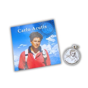 Carlo Acutis-Medaillen mit Gebetsdurchmesser cm. 2 aus Metall. 0,78'' Medaille des seligen Carlo Acutis. Hergestellt in Italien