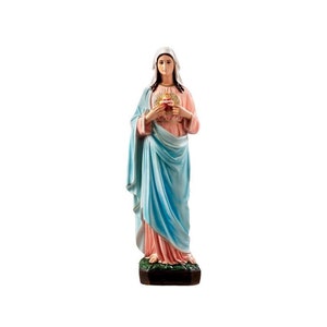 Sacred Heart of Mary resin statue hand painted cm 65. 25.59&#39;&#39; Immaculate Heart of Mary resin statue. MADE IN ITALY.