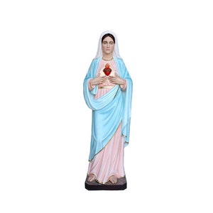 Sacred Heart of Mary fiberglass statue hand painted cm 180. 70.87&#39;&#39; Immaculate Heart of Mary fiberglass statue. MADE IN ITALY.