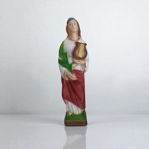 Statue of Saint Cecilia, 20 cm, made of marble dust. For indoor and outdoor use. 7.87&#39;&#39; Saint Cecilia statues. MADE IN ITALY.