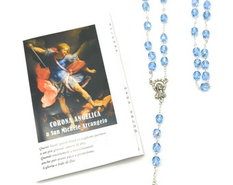 Rosary of St. Michael the Archangel. Angelic Crown of St. Michael. Crown of St. Michael in half blue crystal.