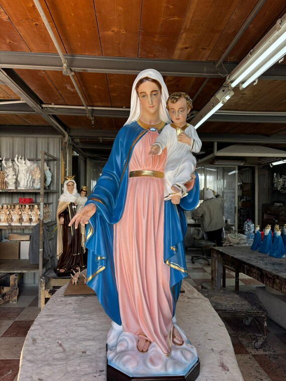 聖母マリアと幼子イエスの置物 約30cm 43.31インチの樹脂製マリアと幼子イエスの像。 - Etsy 日本