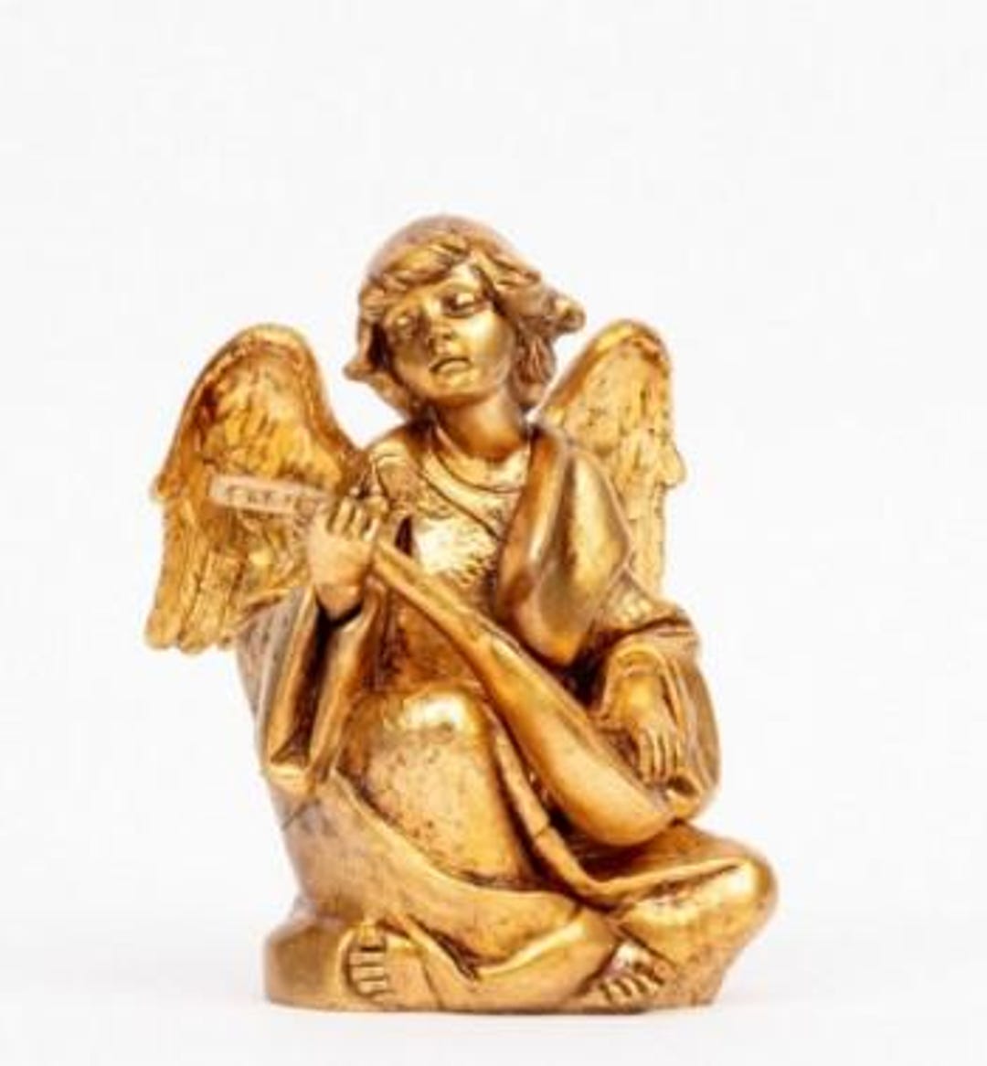 Sitting PVC Angel With Mandolin, Gold-colored, 21 Cm | Standing ...