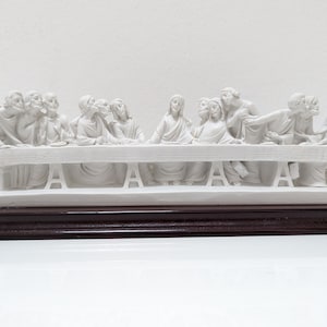The Last Supper sculpture cm 37 in white marble dust | Made in Tuscany | 14,57&#39;&#39; The Last Supper sculpture | Made in Tuscany |