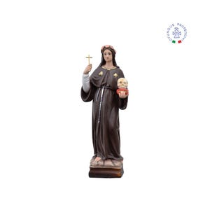 Resin statue of Saint Rosalia height cm 30. For indoors and outdoors. 11.81&#39;&#39; Saint Rosalia resin statue. MADE IN ITALY.