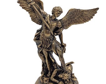 大天使ミカエル像 30 cm (11.81 インチ) 大理石粉末と銅色のシートで作