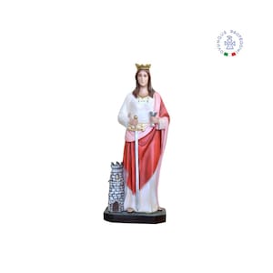 Statue of Saint Barbara 85 cm high, in hand-painted resin. 33.46&#39;&#39; Saint Barbara resin statue. MADE IN ITALY.