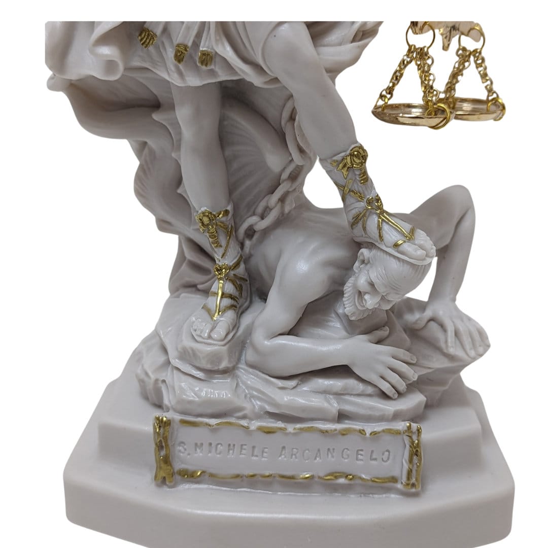 Statue of Saint Michael 33cm marble resin with sword and scale